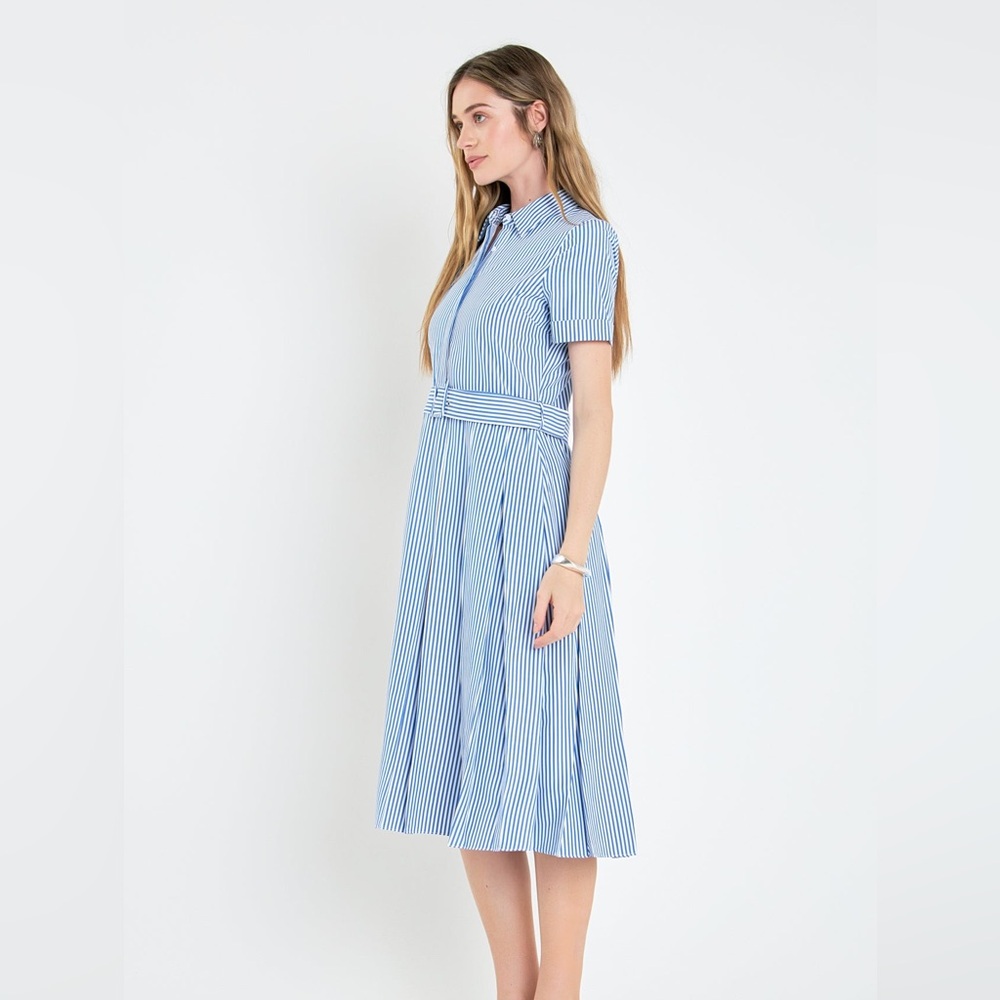 English Factory Striped Belted Midi Dress Size XS - Picture 4 of 9